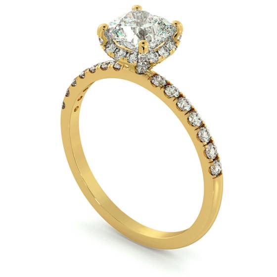 HRCSD709 Studded Prongs Cushion cut Halo Diamond Ring