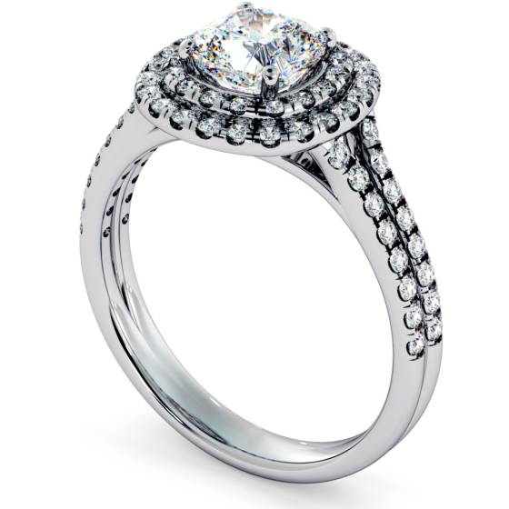 HRCSD712 Double Split Band Cushion cut Halo Diamond Ring