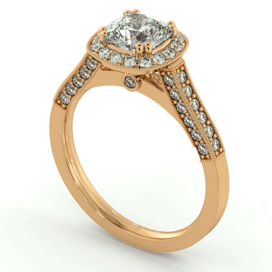 HRCSD742 Studded Designer Cushion cut Halo Diamond Engagement Ring
