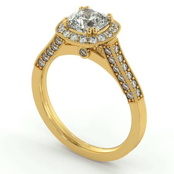 HRCSD742 Studded Designer Cushion cut Halo Diamond Engagement Ring