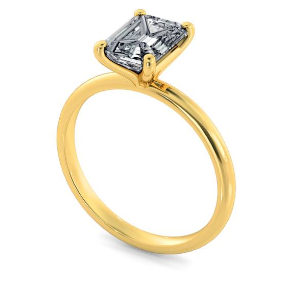 HRE2368 Modern Emerald Cut Solitaire Diamond Ring