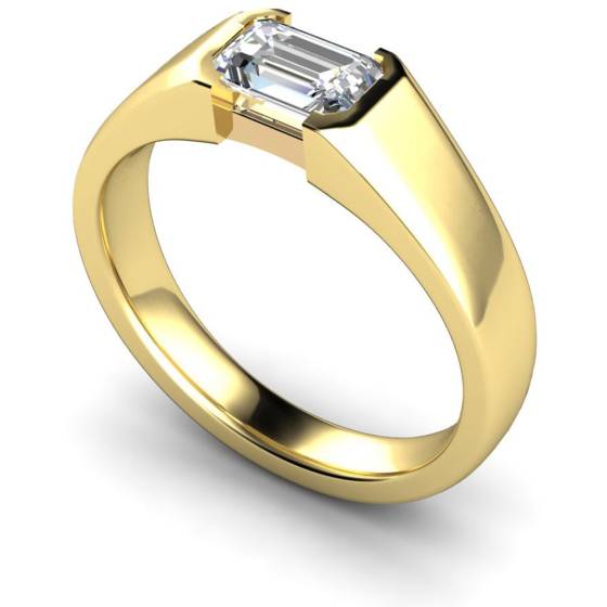 HRE300 Semi Rubover Setting Emerald cut Solitaire Diamond Ring