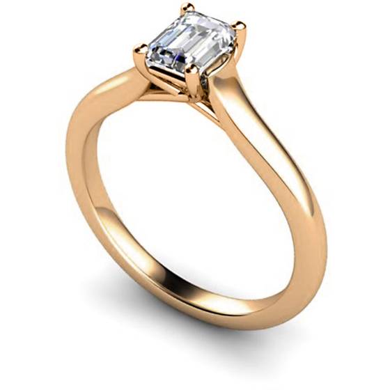HRE409 Crossover Setting Emerald cut Solitaire Diamond Ring