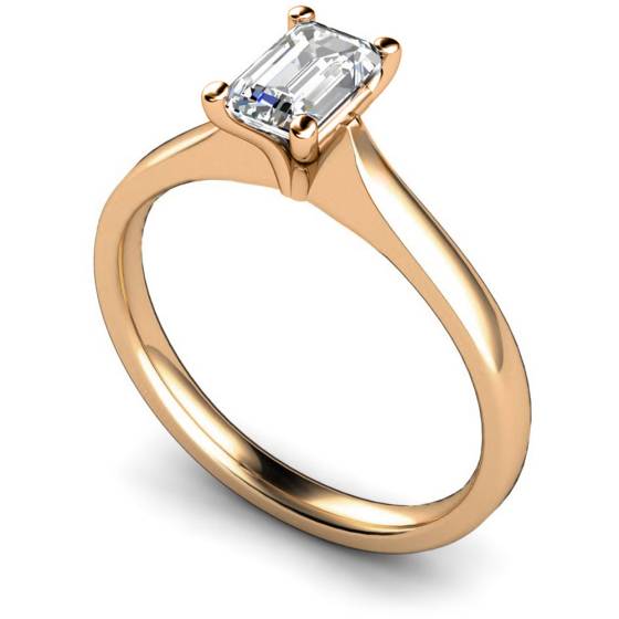 HRE416 Four Claw Emerald cut Solitaire Diamond Ring