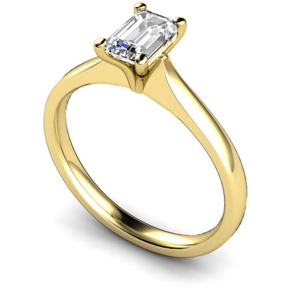 HRE416 Four Claw Emerald cut Solitaire Diamond Ring