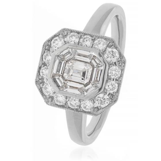 HRECL2451 Emerald Cluster Diamond Ring