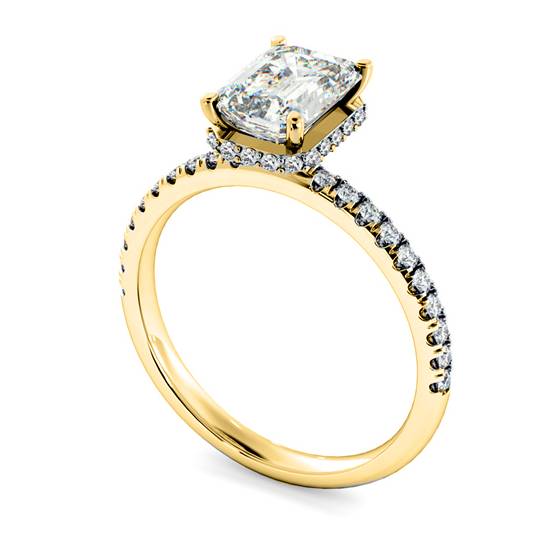 HRESD2361 Modern Emerald Cut Shoulder Diamond Ring