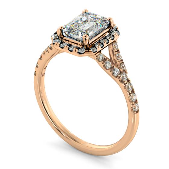 HRESD831 Emerald Halo Diamond Ring