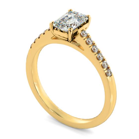 HRESD854 Emerald Shoulder Diamond Ring