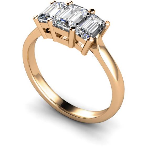 HRETR109 Emerald 3 Stone Diamond Ring