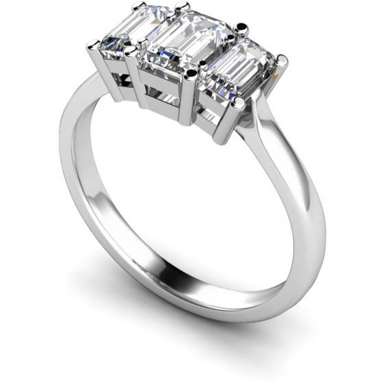 HRETR109 Emerald 3 Stone Diamond Ring