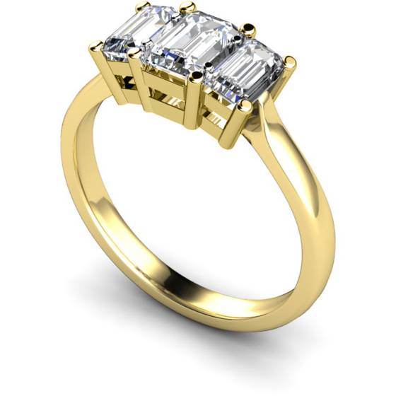 HRETR109 Emerald 3 Stone Diamond Ring