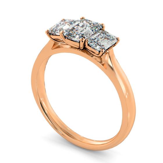 HRETR136 Emerald 3 Stone Diamond Ring