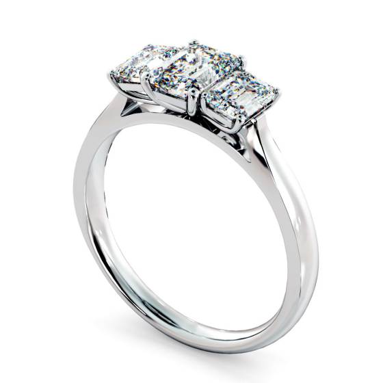 HRETR136 Emerald 3 Stone Diamond Ring