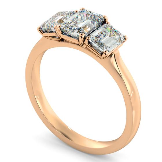 HRETR183 Emerald 3 Stone Diamond Ring