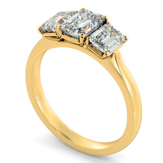 HRETR183 Emerald 3 Stone Diamond Ring