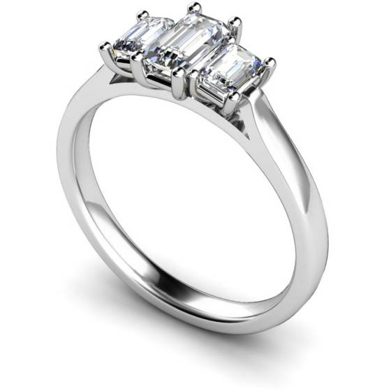 HRETR184 Emerald 3 Stone Diamond Ring