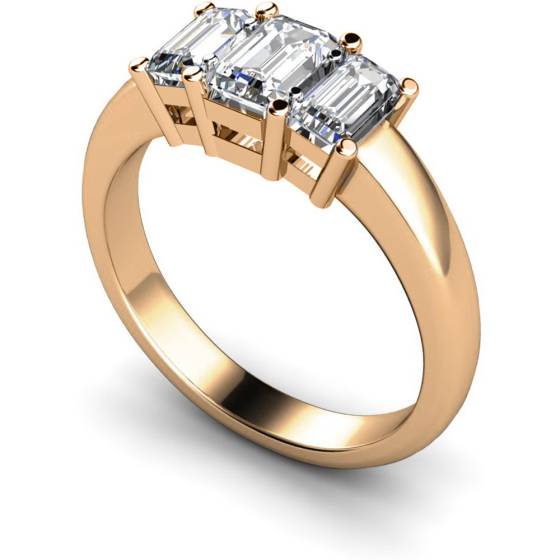 HRETR92 Emerald 3 Stone Diamond Ring