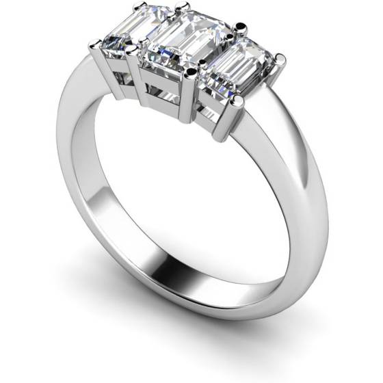 HRETR92 Emerald 3 Stone Diamond Ring