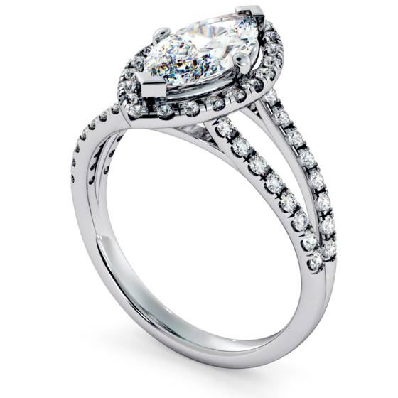 HRMSD686 Marquise cut Y Split Band Halo Diamond Ring