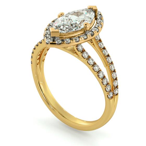 HRMSD686 Marquise cut Y Split Band Halo Diamond Ring