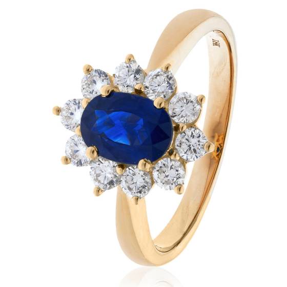 HROGBS1023 Blue Sapphire & Diamond Halo Ring