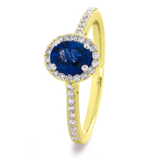 HROGBS1029 Oval cut Blue Sapphire Halo Ring