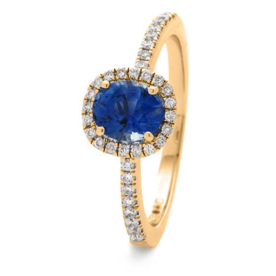 HROGBS1034 Square Halo Blue Sapphire & Diamond Halo Ring