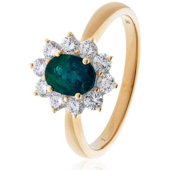 HROGEM1024 Emerald Gemstone & Diamond Halo Ring