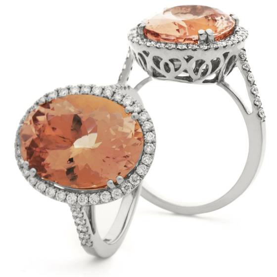 HROGMG1131 Morganite & Diamond Single Halo Ring