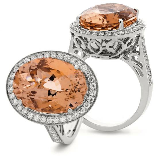 HROGMG1132 Designer Morganite & Diamond Single Halo Ring