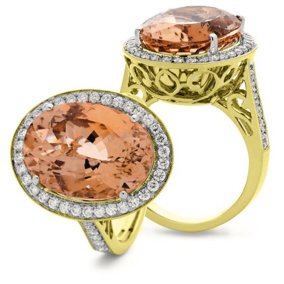 HROGMG1132 Designer Morganite & Diamond Single Halo Ring