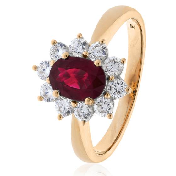 HROGRY1025 Ruby Gemstone & Diamond Halo Ring