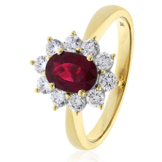 HROGRY1025 Ruby Gemstone & Diamond Halo Ring