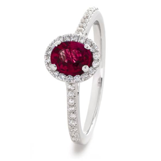 HROGRY1031 Oval cut Ruby Gemstone Halo Ring