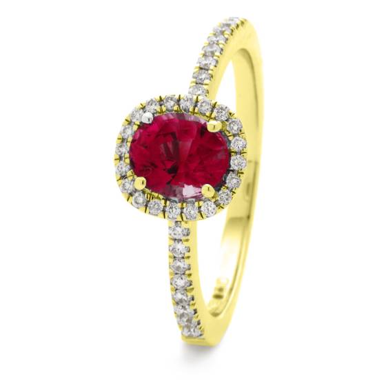 HROGRY1035 Square Halo Ruby & Diamond Halo Ring