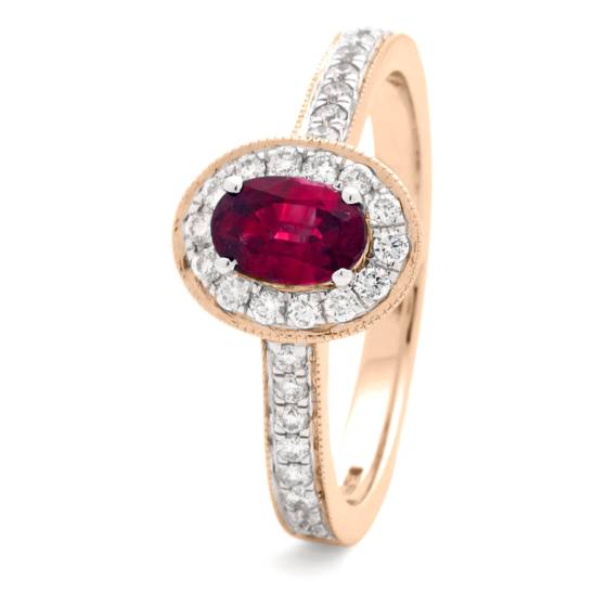 HROGRY1037 Classic Oval cut Ruby Gemstone Halo Ring