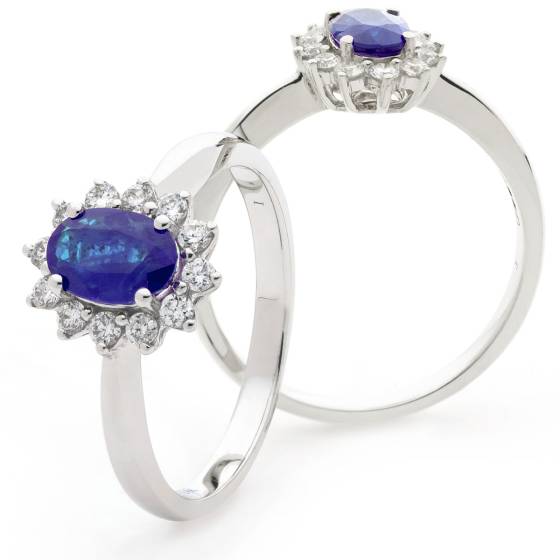 HROGTZ1093 Tanzanite & Diamond Single Halo Ring