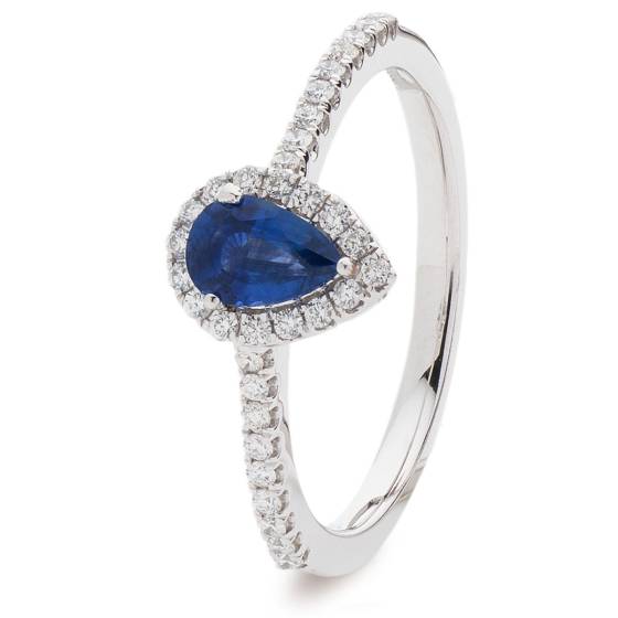 HRPEGBS1055 Pear Blue Sapphire Designer Shank Halo Ring