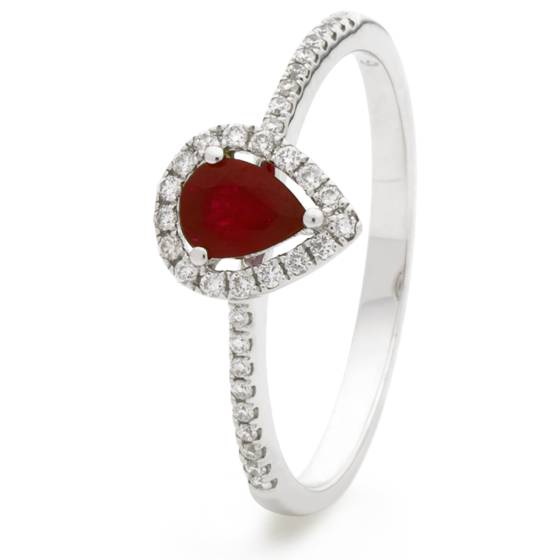 HRPEGRY1054 Pear Shaped Ruby Shoulder Halo Ring