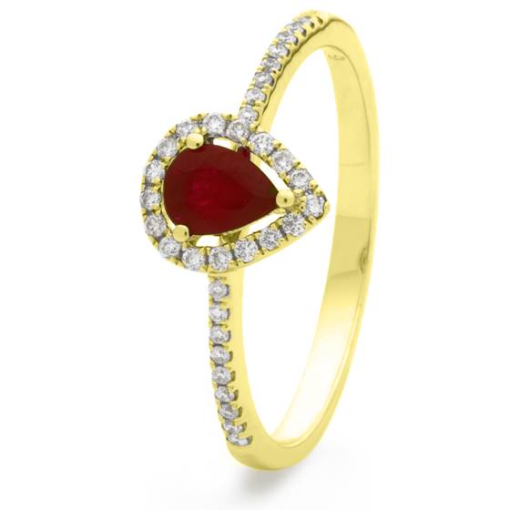 HRPEGRY1054 Pear Shaped Ruby Shoulder Halo Ring