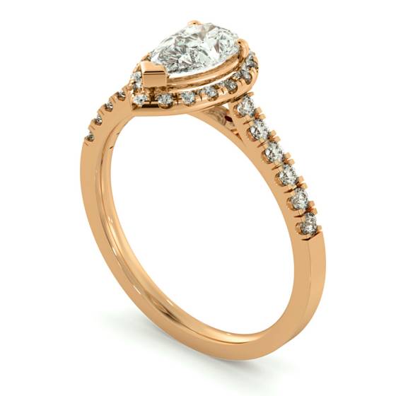 HRPESD695 Shoulder set Single Halo Pear cut Diamond Ring