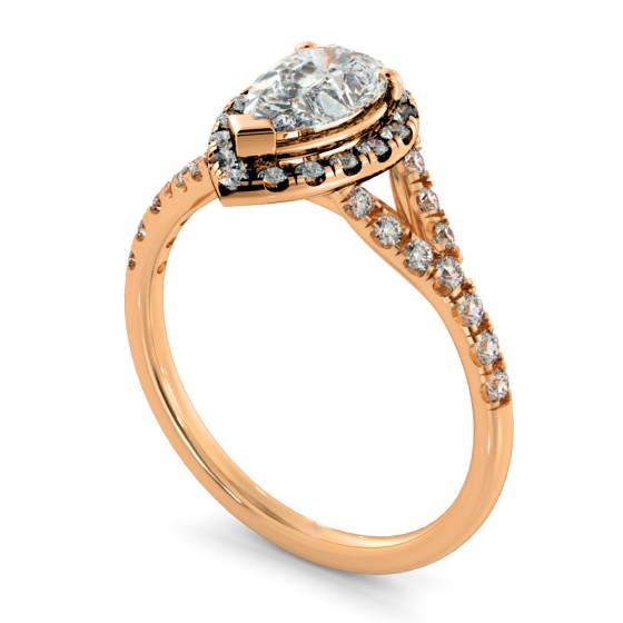 HRPESD841 Pear Halo Diamond Ring