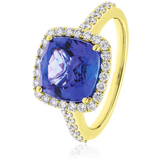 HRPGTZ1107 Square Shape Tanzanite & Diamond Halo Ring