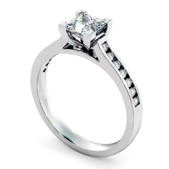 HRPSD494 V Set Princess cut Channel Set Shoulder Diamond Ring