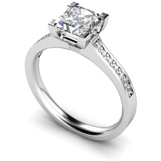 HRPSD495 V Prongs Grain Set Diamond Ring with Accent Stones
