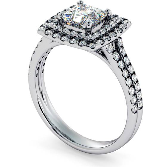HRPSD688 Split Double Band Double Halo Princess cut Diamond Ring