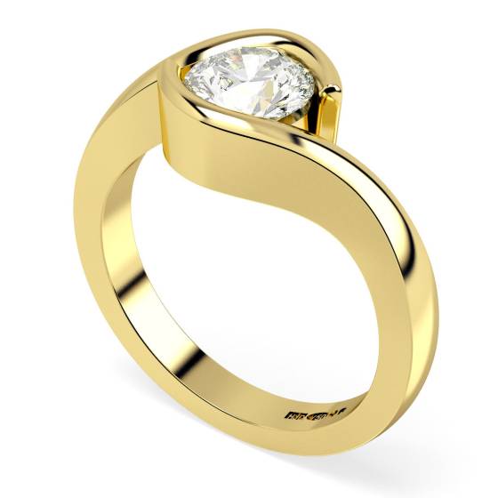 HRR302 Twist Set Round Cut Solitaire Diamond Ring