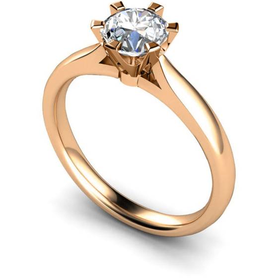 HRR502 6 Claw Crown Set Round cut Solitaire Diamond Ring