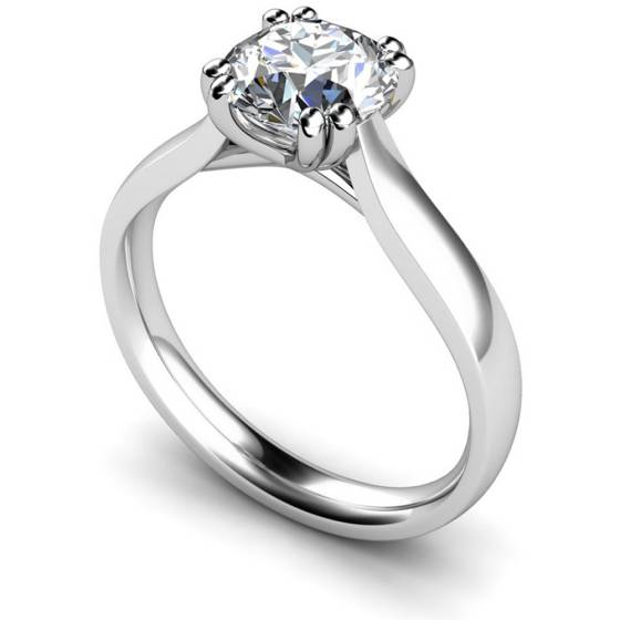HRR639 Double Claw Round cut Solitaire Diamond Ring
